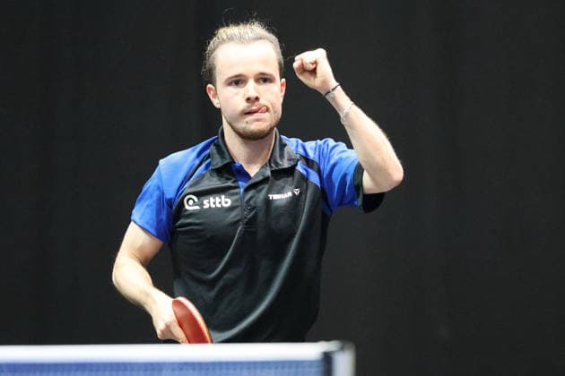Marius Henninger celebrating, winning points GER Erfurt TT Finals 2026 German Championships, Table Tennis Exhibition Hall Erfurt 06 06 2026 GER Erfurt TT Finals 2026 German Championships, Table Tennis Exhibition Hall Erfurt 06 06 2026 Thuringia German Championships 06 06 2026 Erfurt Copyright: xEibner-Pressefoto JoergxHirschx EP_JHH