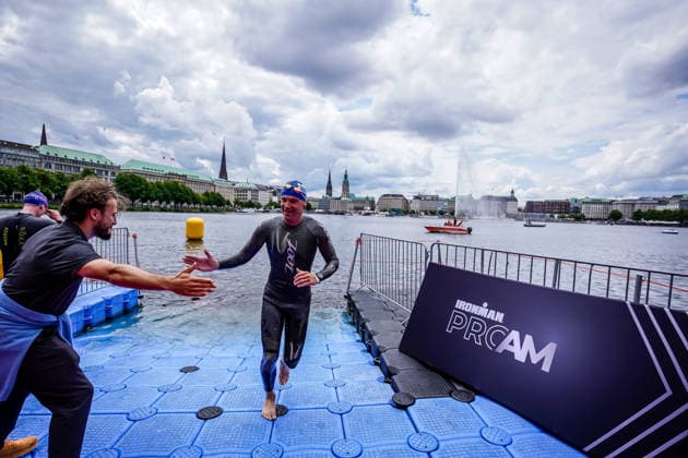 Ironman Hamburg competition for Ironman CEOs 06 06 26 Impressions of the exclusive CEO competition as part of Ironman Hamburg 2026 The participating managing directors and CEOs completed an aquathlon consisting of a 200-metre swim in the Inner Alster followed by a 5-kilometre run along the banks of the Alster The event offers business leaders a sporting platform in the run-up to the main race Photos Julian Richter Hamburg Alster Hamburg Germany JRW02309