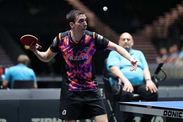 Florian Bluhm at the service GER Erfurt TT Finals 2026 German Championships, Table Tennis Exhibition Hall Erfurt 06 06 2026 GER Erfurt TT Finals 2026 German Championships, Table Tennis Exhibition Hall Erfurt 06 06 2026 Thueringen German Championships 06 06 2026 Erfurt Copyright: xEibner-Pressefoto JoergxHirschx EP_JHH