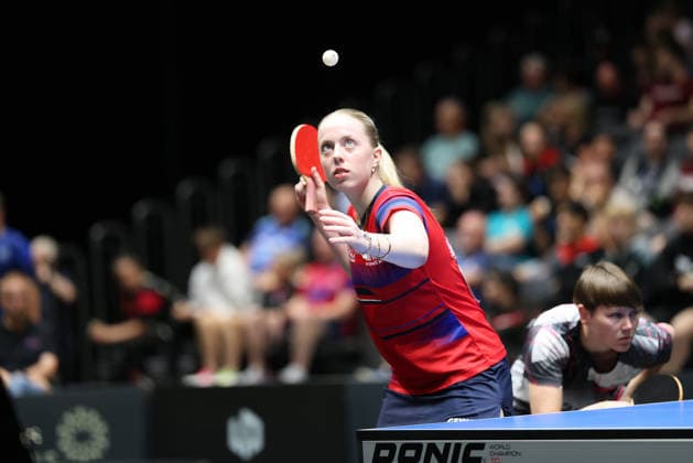Josephina Neumann serving GER Erfurt TT Finals 2026 German Championships, Table Tennis Exhibition Hall Erfurt 06 06 2026 GER Erfurt TT Finals 2026 German Championships, Table Tennis Exhibition Hall Erfurt 06 06 2026 Thuringia German Championships 06 06 2026 Erfurt Copyright: xEibner-Pressefoto JoergxHirschx EP_JHH
