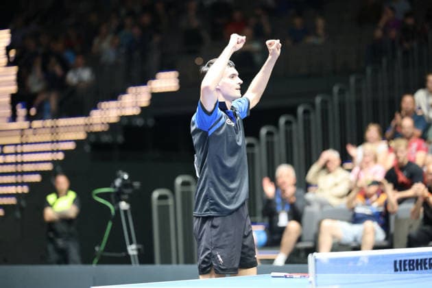 Anca Vladimir wins in the fifth set against Florian Bluhm with 3 2 GER Erfurt TT Finals 2026 German Championships, Table Tennis Exhibition Hall Erfurt 06 06 2026 GER Erfurt TT Finals 2026 German Championships, Table Tennis Exhibition Hall Erfurt 06 06 2026 Thueringen German Championships 06 06 2026 Erfurt Copyright: xEibner-Pressefoto JoergxHirschx EP_JHH