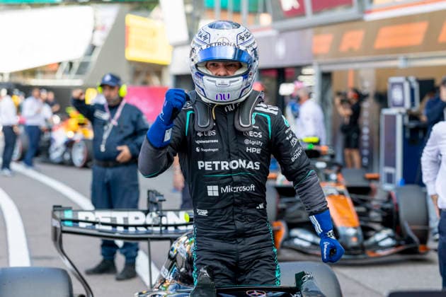 MONTE-CARLO, MONACO - JUNE 06: Kimi Antonelli (12) of Italy and Mercedes-AMG PETRONAS Formula One Team celebrates his victory during qualifying on June 6, 2026 at the Circuit de Monaco in Monte-Carlo, Monaco. (Photo by Bob Kupbens Icon Sportswire) AUTO: JUN 06 F1 Monaco Grand Prix EDITORIAL USE ONLY Icon2606060421
