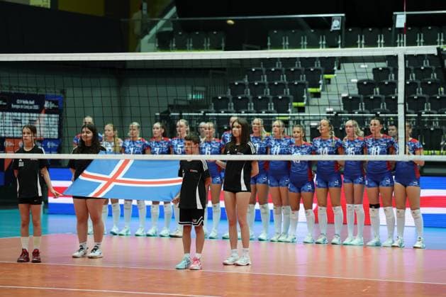 06.June. 2026 – Volleyball – CEV Volleyball European League 2026 - Women ,Island vs SLOVAKIA Island singing the national anthem Lower Austria Lower Austria , AUSTRIA – Multiversum Schwechat Multiversum Schwechat AUSTRIA