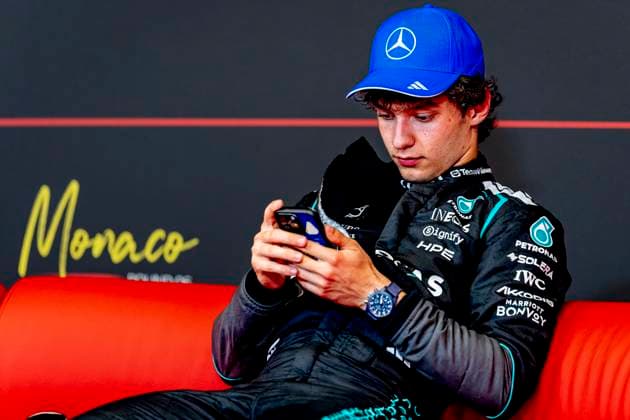 MONACO Formula 1 driver Kimi Antonelli of Mercedes AMG Petronas Formula One Team first in qualifying during the Formula 1 Monaco Grand Prix at the Monaco Street Circuit on June 6, 2026 in Monaco, Monaco Photo by DeFodi Images