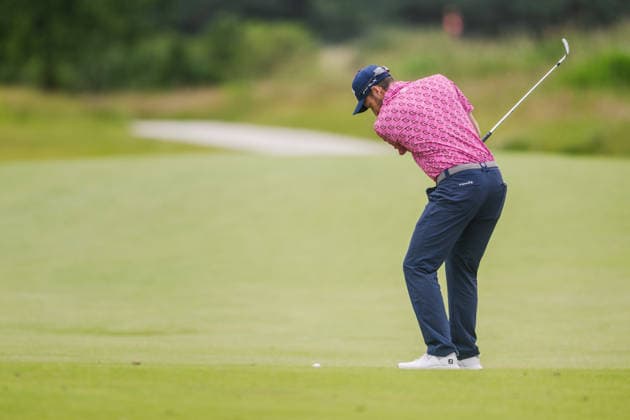 AMSTERDAM, NETHERLANDS - JUNE 06: Stefano Mazzoli of Italy plays his second shot from the fairway of the 16th hole during the third round of the KLM Open at The International on June 6, 2026 in Amsterdam, Netherlands. Credit: Andy Astfalck NurPhoto Netherlands Copyright: xAndyxAstfalckx