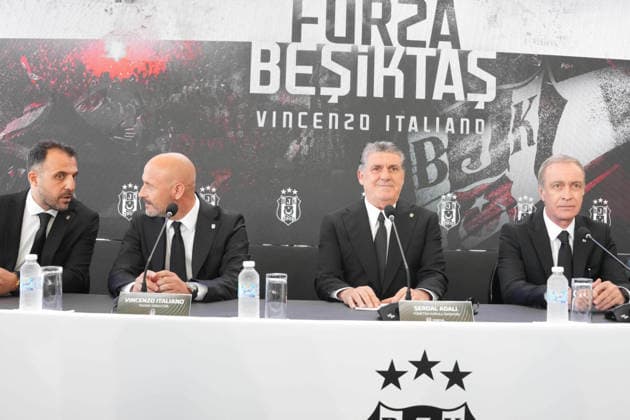 ISTANBUL, June 6, 2026 Besiktas President Serdar Adali ( 2nd R)and Italian head coach Vincenzo Italiano (2nd L) signed a two-year contract in Istanbul on June 6, 2026, officially appointing Italiano as Besiktas s new manager. ( Photo by Seskimphoto ) Istanbul Turkey Istanbul Turkey Copyright: xSeskimphotox Vincenzo_Italiano_060626 (1)