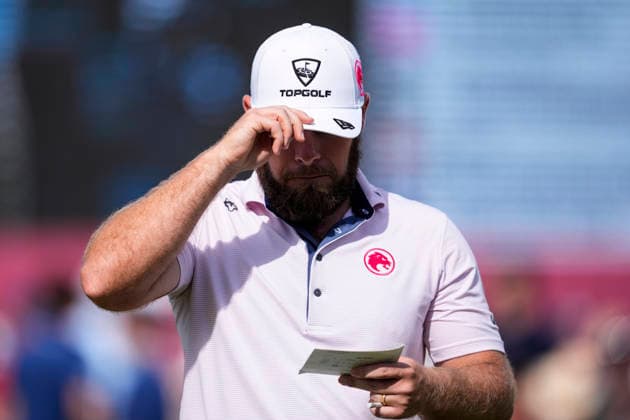 June 6, 2026, Cadiz, Cadiz, SPAIN: Tyrrell Hatton of Legion XIII team gestures during day three of the LIV Golf Andalucia at Golf Club Royal of Valderrama on June 6, 2026 in Cadiz, Spain. LIV Golf Andalucia 2026 - Day Three  - ZUMAa181 20260606_zaa_a181_041 Copyright: xJoaquoÂ­NxCorcherox