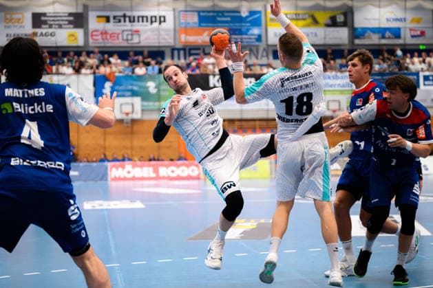 Balingen HBL 25 26 HBW Balingen SG BBM Bietigheim Dominik Claus Bietigheim , Fabian Wiederstein Bietigheim Balingen Baden Württemberg Germany