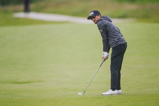 AMSTERDAM, NETHERLANDS - JUNE 06: Davis Bryant of the United States plays his second shot from the fairway of the 16th hole during the third round of the KLM Open at The International on June 6, 2026 in Amsterdam, Netherlands. Credit: Andy Astfalck NurPhoto Netherlands Copyright: xAndyxAstfalckx