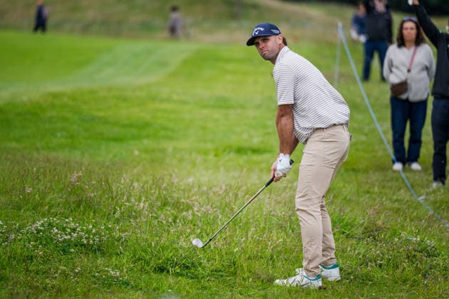 AMSTERDAM, NETHERLANDS - JUNE 06: Adri Arnaus of Spain plays his second shot from the fairway of the 16th hole during the third round of the KLM Open at The International on June 6, 2026 in Amsterdam, Netherlands. Credit: Andy Astfalck NurPhoto Netherlands Copyright: xAndyxAstfalckx