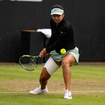 RECORD DATE NOT STATED 6th June 2026; The Edgbaston Priory Club, Birmingham, Midlands, England; 2026 Lexus Birmingham Open Tennis, Day Eight; Alexandra Eala (PHI) plays a backhand in her semi final match against Rebeka Masarova (SUI) GodfreyxPitt