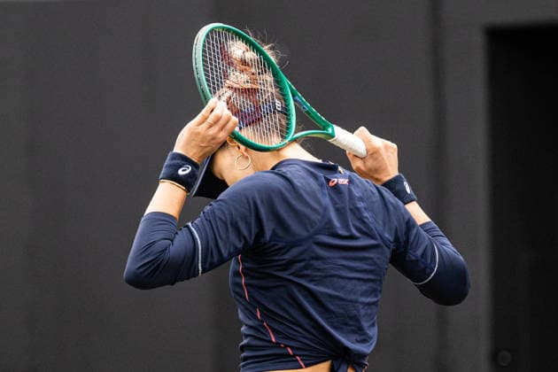 RECORD DATE NOT STATED 6th June 2026; The Edgbaston Priory Club, Birmingham, Midlands, England; 2026 Lexus Birmingham Open Tennis, Day Eight; Rebeka Masarova (SUI) after missing a shot and giving her opponent match point GodfreyxPitt