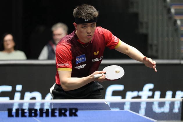 Dang Qiu returning a shot GER Erfurt TT Finals 2026 German Championships, Table Tennis Exhibition Hall Erfurt 06 06 2026 GER Erfurt TT Finals 2026 German Championships, Table Tennis Exhibition Hall Erfurt 06 06 2026 Thuringia German Championships 06 06 2026 Erfurt Copyright: xEibner-Pressefoto JoergxHirschx EP_JHH