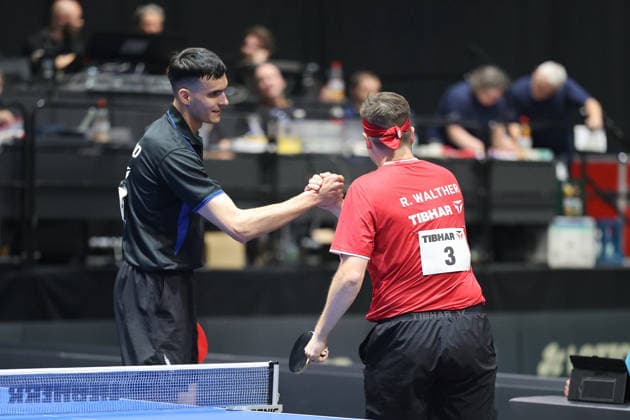 from left Anca Vladimir loses against Ricardo Walther GER Erfurt TT Finals 2026 German Championships, Table Tennis Exhibition Hall Erfurt 06 06 2026 GER Erfurt TT Finals 2026 German Championships, Table Tennis Exhibition Hall Erfurt 06 06 2026 Thueringen German Championships 06 06 2026 Erfurt Copyright: xEibner-Pressefoto JoergxHirschx EP_JHH