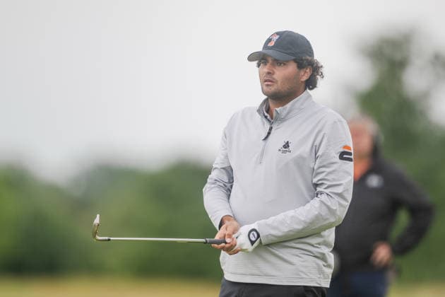 AMSTERDAM, NETHERLANDS - JUNE 06: Eugenio Chacarra of Spain plays his second shot from the fairway of the 16th hole during the third round of the KLM Open at The International on June 6, 2026 in Amsterdam, Netherlands. Credit: Andy Astfalck NurPhoto Netherlands Copyright: xAndyxAstfalckx