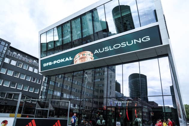 Sport, Football, DFB Cup season 2026 2027 DFB Cup draw for the 1st round 06 06 2026, German Football Museum The German Football Museum from the outside with the lettering DFB Cup draw Dortmund German Football Museum North Rhine-Westphalia Germany