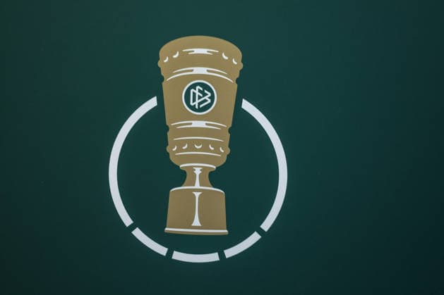 Sport, Football, DFB Cup Season 2026 2027 DFB Cup Draw for the 1st Round 06 06 2026, German Football Museum The new logo of the DFB Cup on a branding Dortmund German Football Museum North Rhine-Westphalia Germany