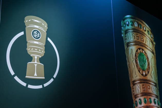Sport, Football, DFB Cup season 2026 2027 DFB Cup draw for the 1st round 06 06 2026, German Football Museum The new DFB Cup logo Dortmund German Football Museum North Rhine-Westphalia Germany