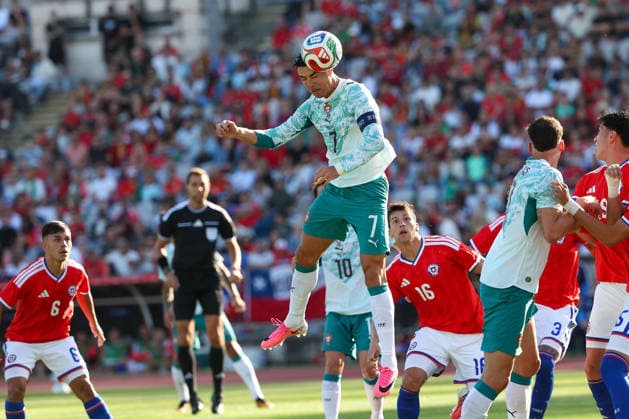 Cristiano Ronaldo Portugal in action, with the ball during the international friendly match between Portugal and Chile at Estadio Nacional do Jamor on June 6, 2026, in Oeiras, Portugal The match serves as preparation for the 2026 FIFA World Cup in the United States Copyright: JoaquimxFerreira