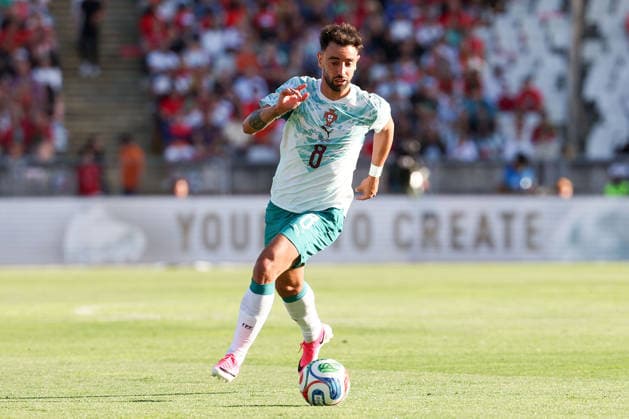 Bruno Fernandes Portugal in action, with the ball during the international friendly match between Portugal and Chile at Estadio Nacional do Jamor on June 6, 2026, in Oeiras, Portugal The match serves as preparation for the 2026 FIFA World Cup in the United States Copyright: JoaquimxFerreira
