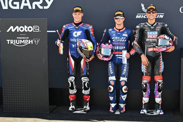 Qualifying of MotoGP Grand Prix of Hungary at the Balaton Park circuit, Balaton, Hungary. June 06 2026 In picture: Moto2 Izan Guevara , Filip Salac and Senna Agius Clasificacion del Gran Premio de MotoGP de Hungria en el Circuito Balaton Park de Balaton, Hungria, 06 de Junio de 2026 POOL MotoGP.com Cordon Press Images will be for editorial use only. Mandatory credit: MotoGP.com Cordon Press Cordon Press 