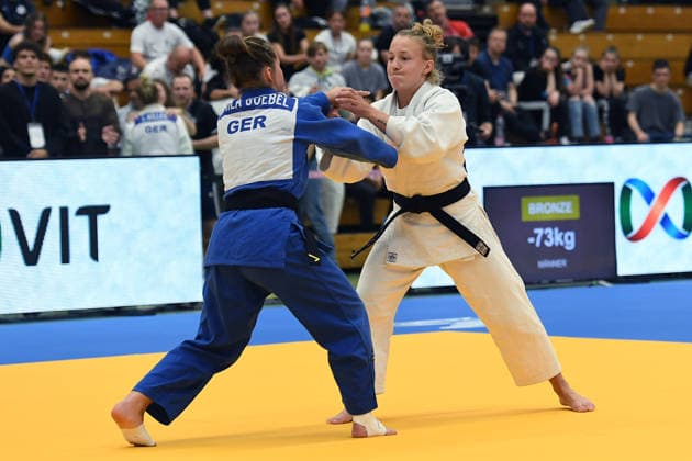German Judo Championship 2026 on 06 06 2026 in the sports hall on Krefelder Straße in Duisburg Women 57KG Jana Ziegler white Laila Göbel blue xRx