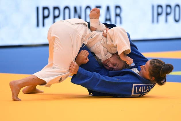 German Judo Championship 2026 on 06 06 2026 in the sports hall on Krefelder Straße in Duisburg Women 57KG Jana Ziegler white Laila Göbel blue xRx