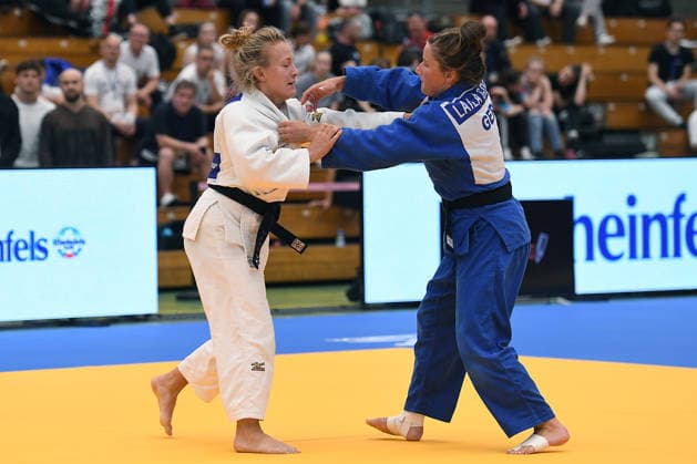 German Judo Championship 2026 on 06 06 2026 in the sports hall on Krefelder Straße in Duisburg Women 57KG Jana Ziegler white Laila Göbel blue xRx