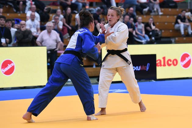German Judo Championship 2026 on 06 06 2026 in the sports hall on Krefelder Straße in Duisburg Women 57KG Jana Ziegler white Laila Göbel blue xRx