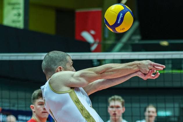 06.June. 2026 – Volleyball – CEV Volleyball European League 2026 - Men ,MONTENEGRO vs FINLAND Nikola Lakcevic (Montenegro) in action Lower Austria Lower Austria , AUSTRIA – Multiversum Schwechat Multiversum Schwechat AUSTRIA