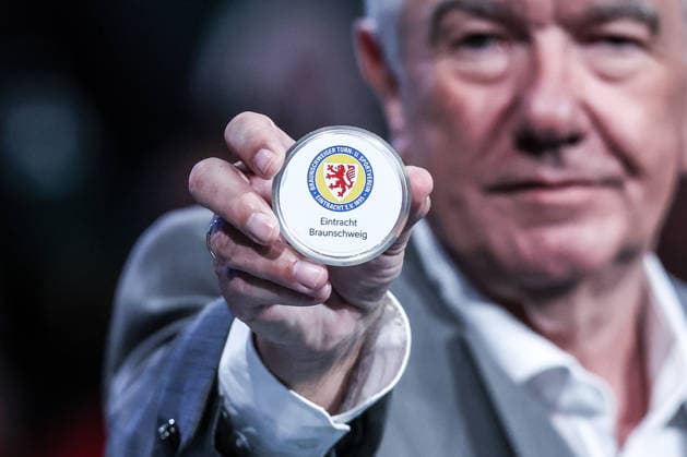 Sport, Football, DFB Cup Season 2026 2027 DFB Cup Draw for the 1st Round 06 06 2026, German Football Museum Draw Ball Eintracht Braunschweig Dortmund German Football Museum North Rhine-Westphalia Germany
