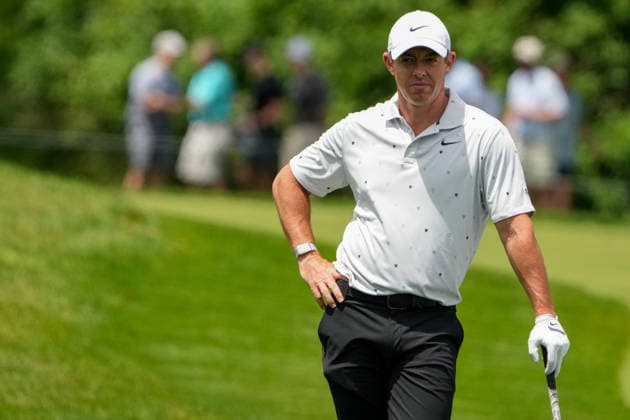 DUBLIN, OH - JUNE 06: Rory McIlroy of Northern Ireland waits to play his second shot on hole 1 during third round of the Memorial Tournament on June 06, 2026 at the Muirfield Village Golf Club in Dublin, Ohio. (Photo by Jason Mowry Icon Sportswire) GOLF: JUN 06 PGA, Golf Herren the Memorial Tournament presented by Workday EDITORIAL USE ONLY Icon260606014