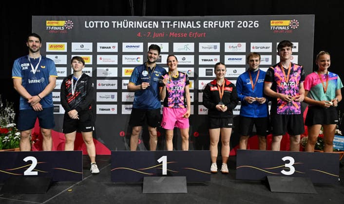 Ceremony Mixed TT TT Finals 2026 Erfurt 6040A LOTTO Thüringen TT Finals 2026 in Erfurt German Championships for Women and Men on June 6, 2026 at Messe Erfurt Ceremony Mixed TT TT Finals 2026 Erfurt 6040A LOTTO Thüringen TT Finals 2026 in Erfurt German Championships for Women and Men on June 6, 2026 at Messe Erfurt Erfurt Messe Erfurt Thuringia Germany