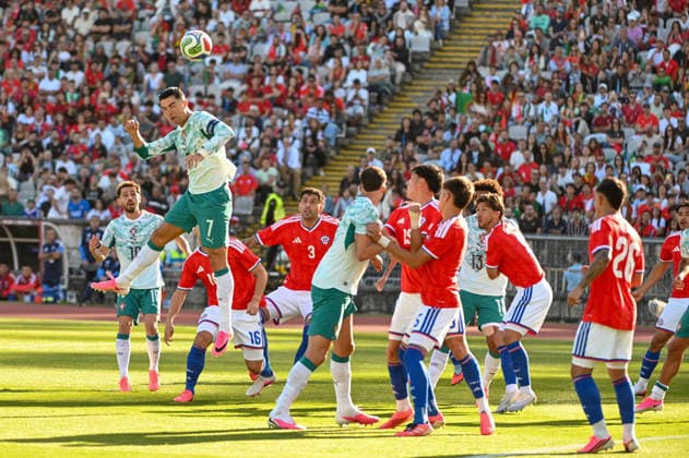 June 6, 2026, Lisbon, Lisbon, Portugal: CRISTIANO RONALDO forward of Portugal heading the ball during the International Friendly, Länderspiel, Nationalmannschaft match at the Estadio Nacional (Jamor) in Oeiras, Portugal, on June 6, 2026. Lisbon Portugal - ZUMAr238 20260606_zip_r238_017 Copyright: xRicardoxRochax