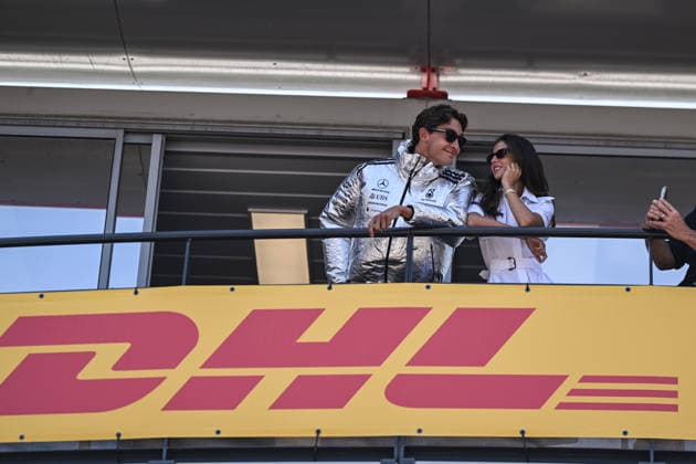 June 6, 2026, Mezzolombardo, Mezzolombardo, Italy: British driver George Russell,Mercedes AMG PETRONAS Formula One Team and his girlfriend Carmen Montero Mundt, are seen in the Pit Lane before the Qualifying Session of Formula 1 Louis Vuitton Grand Prix de Monaco, Montecarlo. Mezzolombardo Italy - ZUMAf150 20260606_zsp_f150_068 Copyright: xDaisyxFacinellix