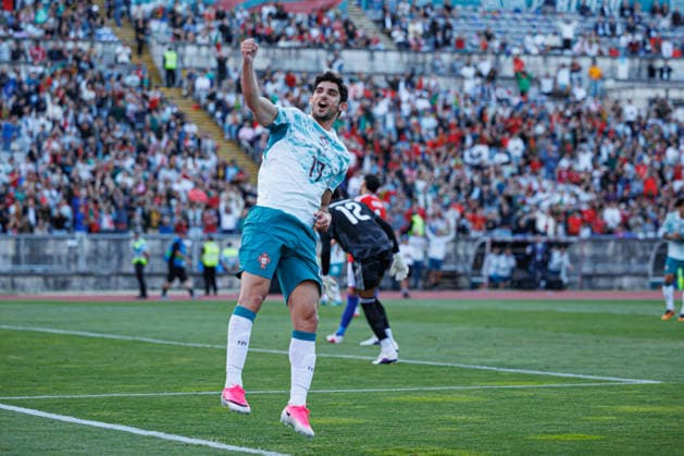 Goncalo Guedes seen celebrating after scoring goal during International Friendly, Länderspiel, Nationalmannschaft game between national teams of Portugal and Chile (Luis Loureiro Ball Raw Images PT) Oeiras Estadio Nacional Portugal Copyright: xLuisxLoureirox luisloureiro_portugal_chile_2526_3-1