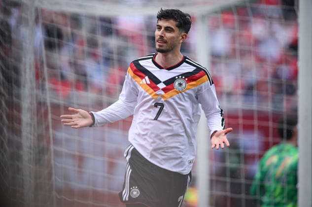 Soccer World Cup 2026 test match in Chicago 06 06 2026 USA Germany JUBEL Germany goal scorer to 0 1 Kai Havertz