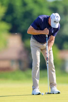 MADISON, WI - JUNE 06Steve Flesch from Union, KY makes a birdie putt on the first green during the second round of the PGA, Golf Herren Tour Champions American Family Insurance Championship golf tournament on June 6, 2026 at TPC Wisconsin Golf Course in Madison, WI. (Photo by Lawrence Iles Icon Sportswire) GOLF: JUN 06 PGA TOUR Champions American Family Insurance Championship EDITORIAL USE ONLY Icon2606060112