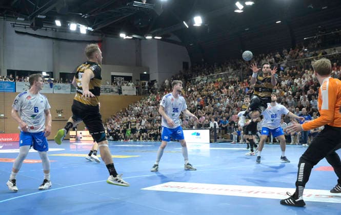 06 06 2026, his last Kempa trick for Elbflorenz Dresdens Lukas Wucherpfennig Wucherpfennig Gress goal Handball, 2 Bundesliga, last matchday of the season, HC Elbflorenz Dresden Dessau Rosslauer HV, c Dresden