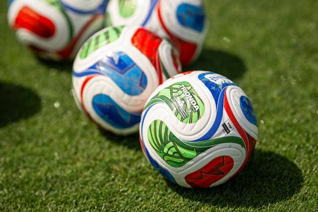 260606 The official FIFA World Cup match ball at a training session with the Norwegian national football team during day 5 of the FIFA World Cup 2026 on June 6, 2026 in Greensboro Photo Vegard Grott BILDBYRAN kod VG VG0941 bbeng fotball football soccer fotboll fifa world cup vm fotball vm norge norway trening träning training practice precamp pre camp adidas trionda genre  Copyright: VEGARDxGRoTT BB260606VG023