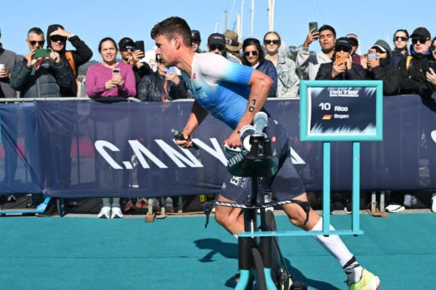 Sokin Escape From Alcatraz Triathlon - T100 San Francisco 2026 SAN FRANCISCO, CA - JUNE 6: Germany’s Rico Bogen wins The Sokin Escape From Alcatraz Triathlon - T100 at Marina Blvd in San Francisco, California, United States on June 6, 2026. Tayfun Coskun Anadolu California United States. Editorial use only. Please get in touch for any other usage.  Copyright: x2026xAnadoluxTayfunxCoskunx