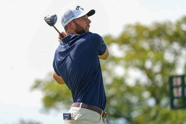 DUBLIN, OH - JUNE 06: Sam Burns of the United States plays his shot from the first tee during third round of the Memorial Tournament on June 06, 2026 at the Muirfield Village Golf Club in Dublin, Ohio. (Photo by Jason Mowry Icon Sportswire) GOLF: JUN 06 PGA, Golf Herren the Memorial Tournament presented by Workday EDITORIAL USE ONLY Icon260606045