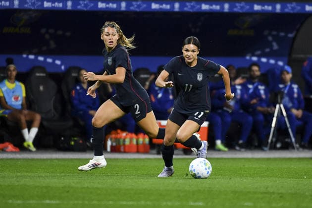 Sophia Wilson of United States immediately before scoring the team’s first goal during a women’s football International Friendly, Länderspiel, Nationalmannschaft between Brazil and USA at Neo Química Arena, in São Paulo, Brazil  Copyright: xRobertoxCasimirox xSPPx Sportspressphoto_SPR162160