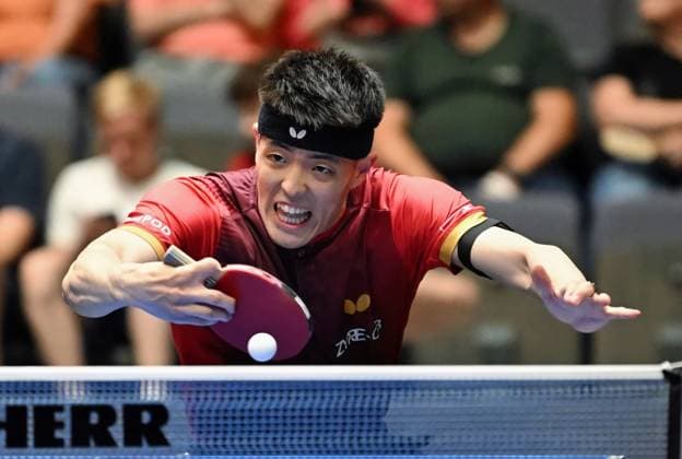Dang Qiu from Borussia Düsseldorf is in the DM semi-finals Dang Qiu from Borussia Düsseldorf is in the DM semi-finals LOTTO Thüringen TT Finals 2026 in Erfurt German Championships for men and women on June 6, 2026 at Messe Erfurt Erfurt Messe Erfurt Thuringia Germany