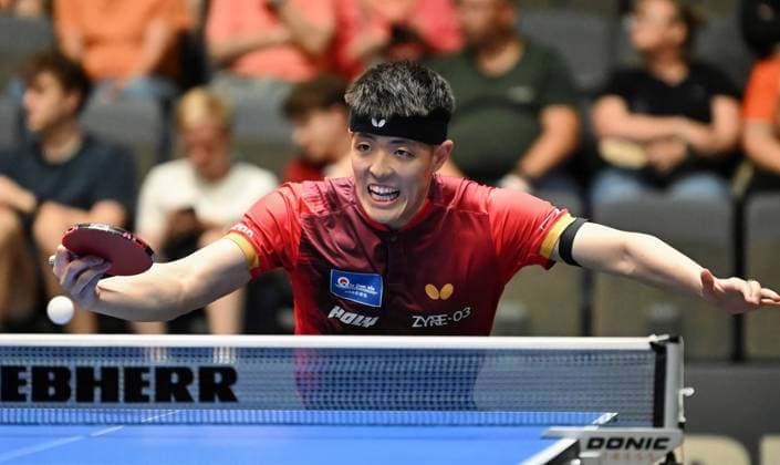 Dang Qiu from Borussia Düsseldorf is in the DM semi-finals Dang Qiu from Borussia Düsseldorf is in the DM semi-finals LOTTO Thüringen TT Finals 2026 in Erfurt German Championships for men and women on June 6, 2026 at Messe Erfurt Erfurt Messe Erfurt Thuringia Germany