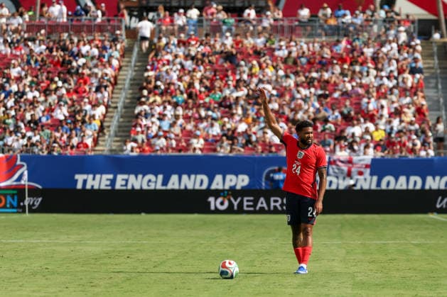 RECORD DATE NOT STATED 6th June 2026; Raymond James Stadium, Tampa, Florida, United States of America; Friendly International Football, England versus New Zealand; Reece James of England readies for a free kick DavidxBuono