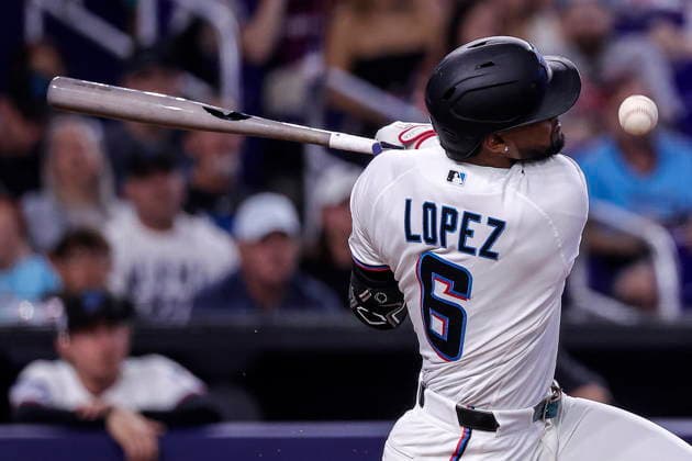 MLB, Baseball Herren, USA - Miami Marlins vs Tampa Bay Rays Miami Marlins Shortstop Otto Lopez in action during the Major League Baseball (MLB) game between the Miami Marlins and the Tampa Bay Rays in Miami, Florida, USA, 06 June 2026. MIAMI FLORIDA United States  Copyright: xCRISTOBALxHERRERA-ULASHKEVICHx