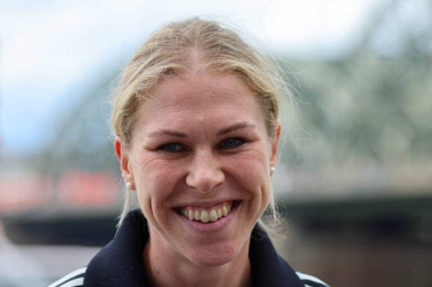 Cologne, Germany 06 06 2026 Pool interview after winning the World Cup qualifier against Norway and securing World Cup qualification In the picture Rebecca Knaak Germany at the pool interview at the team hotel in Cologne Copyright: HMBxMedia MadeleinexFantini