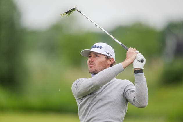 KLM Open 2026 - Day Three Jordan Gumberg of the United States plays his second shot from the fairway of the 16th hole during the third round of the KLM Open at The International in Amsterdam, Netherlands, on June 6, 2026. Amsterdam Netherlands  Copyright: xAndyxAstfalckx originalFilename:astfalck-klmopenr260606_npGs5.jpg