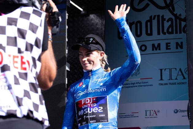 37th Giro d Italia Women 2026 - Stage 8 Demi Vollering of FDJ UNITED - SUEZ wears the Blue Jersey after Stage 8 of the 37th Giro d Italia Women, a 106km stage reduced to Colle delle Finestre GPM due to ice fall risk, from Rivoli to Sestriere, in Italy, on June 6, 2026. Sestriere Italy  Copyright: xTommasoxBerardix originalFilename:berardi-37thgiro260606_np4Sc.jpg